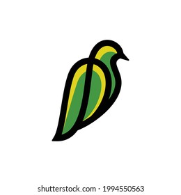 Minimalist flat design logo combination Birds and Leaf .Abstract emblem, design concept, logo, logotype element, template.