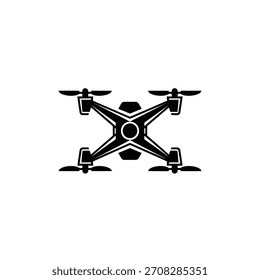 Minimalist flat design logo of drone icon, a symbol of modern technology and aerial photography vector logo template