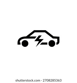 Minimalist flat design logo of electric car icon symbol of eco friendly vehicle and green energy vector logo template