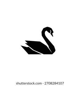 Logotipo minimalista de diseño plano de elegante cisne negro con diseño geométrico, una Plantilla de logotipo de Vector de estilo moderno y minimalista