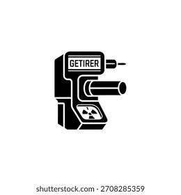 Logotipo minimalista de diseño plano del detector de radiación getirer, un dispositivo para medir los niveles de radiación Logotipo de Vector Plantilla