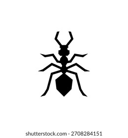Logotipo minimalista de diseño plano de la silueta de una hormiga, un insecto común conocido por su comportamiento social Vector logo Plantilla