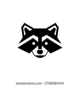 Logotipo minimalista de diseño plano de cabeza de mapache estilizada con Formas geométricas Plantilla de logotipo de Vector de Ilustración vectorial