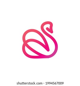 Minimalist flat design logo Swan line .Abstract emblem, design concept, logo, logotype element, template.