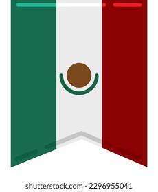 Minimalist and flat design of Mexican flag in a hanging pennant.
