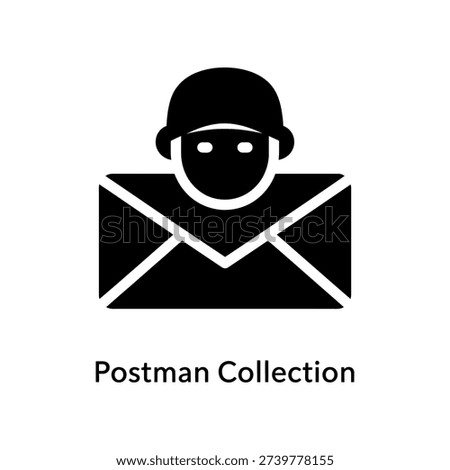 Minimalist flat design postman icon in black and white, ideal for delivery, mail, and logistics branding projects with clean vector style.