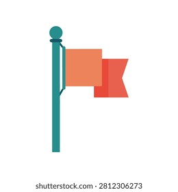 Minimalist flat design red flag icon on a flagpole with milestone achievement marketing business indicator isolated