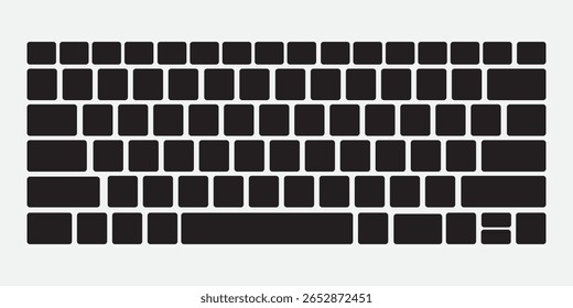 Minimalist flat design showing top view layout of computer keyboard. Suitable for tech, office, education, or digital learning content.