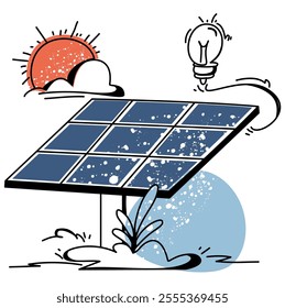 Minimalist flat design of a Solar Panel Installation scene, great for infographics, blogs, and presentations on green energy