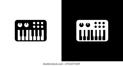 Icono de instrumento musical de teclado Electrónica de sintetizador de diseño plano minimalista