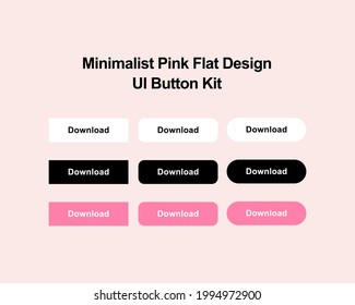Minimalist Flat Design UI Button CTA Kit With Pink Color. Use In Web Design.