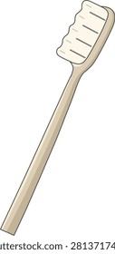 Minimalist flat design vector illustration of a cream-colored toothbrush, representing bathroom equipment and daily oral hygiene essentials. Perfect for dental care, healthcare, personal hygiene, self-care, bathroom accessories, educational materials, mobile apps, websites, infographics, branding, and print designs. Isolated on  transparent background.