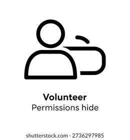 Minimalist flat design volunteer icon with clean lines, representing community support, charity, and teamwork for global campaigns and social projects.