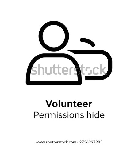 Minimalist flat design volunteer icon with clean lines, representing community support, charity, and teamwork for global campaigns and social projects.