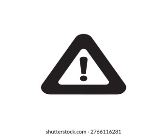 Minimalist flat design warning sign featuring an exclamation mark inside a triangle, ideal for safety instructions, alerts, and cautionary messaging in digital and print media.