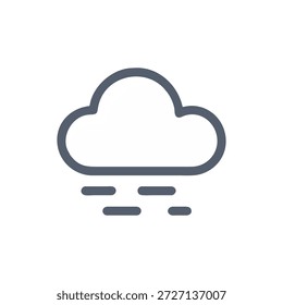 Minimalist flat design of a white cloud with fog underneath, isolated on a black backdrop.