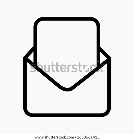 Minimalist flat envelope icon representing email or messaging. Perfect for web design, newsletters, communication themes, and contact forms.