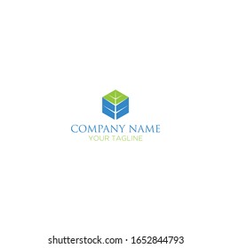 logo minimalista de árbol hexagonal plano