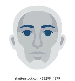 A minimalist flat human face icon representing a man with a groomed beard. This clean, modern avatar is ideal for user profiles, identity, and digital branding.