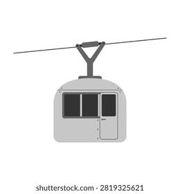 A minimalist flat icon of a cable car gondola suspended on a wire, representing aerial transport, mountain tourism, ski resort infrastructure, or urban transit.