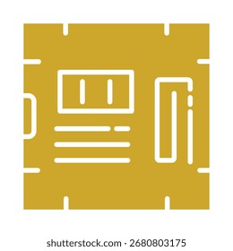 Ícone plano minimalista de uma motherboard ou placa-mãe de computador. Este gráfico simples simboliza tecnologia, hardware e componentes eletrônicos.
