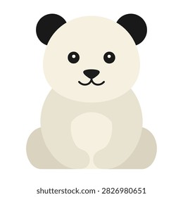 A minimalist flat icon of a cute little panda bear sitting upright. Simple design featuring a friendly animal character perfect for children themes and nursery.