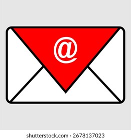 Icono plano minimalista de un sobre (email symbol), estilo de línea limpio y simple, Vector monocromo, aislado sobre fondo blanco, alta resolución”