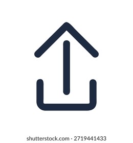 Minimalist, flat icon featuring a light blue arrow pointing upwards, set against a solid White Background, clean style
