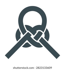 A minimalist flat icon featuring a sturdy rope knot, symbolizing strength, connection, security, and partnership. Perfect for corporate branding and web design.