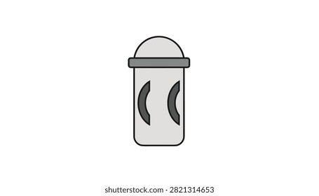 Minimalist flat icon of a grey single-use coffee capsule or espresso pod displayed on a plain white background.