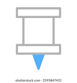 Minimalist Flat Icon of Pushpin with Blue Tip