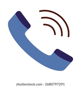 Un icono plano minimalista de un teléfono que suena. Este sencillo símbolo de llamada entrante es perfecto para temas de comunicación, contacto o Asistencia. Aislado en un fondo blanco.
