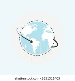 Um minimalista conjunto de ícones planos com um design de órbita circular com linhas limpas e uma estética moderna, adequado para várias aplicações digitais e branding.