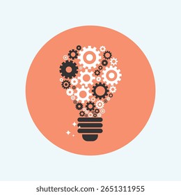 Minimalist flat icon set featuring stylized cogs and gears, rendered in a clean, modern aesthetic with vibrant color options for versatile design applications.