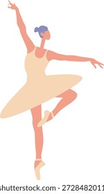 Ilustración plana minimalista de bailarina bailando en Pointe