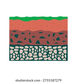 Minimalist flat illustration of bedrock layer. Geological foundation concept. Vector graphic element.