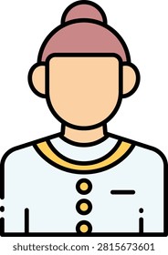 Minimalist Flat Illustration Featuring a Stylized Monk Figure in Traditional Attire