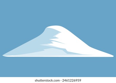 A minimalist, flat illustration of an immense snowdrift, isolated against a serene blue background. 