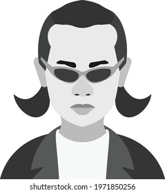 Minimalist flat illustration man with sunglass vector