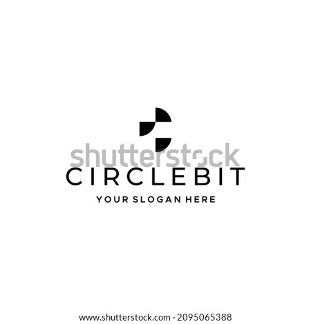 Minimalist flat letter mark CIRCLEBIT logo design