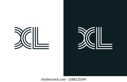 Minimalist flat line art letter Xl logo. This logo icon incorporate with overlapping line in the creative way.