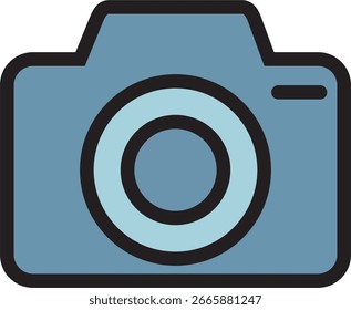 Minimalist Flat Line Camera Icon – Photography, Media, Content Creation