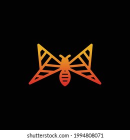Diseño minimalista de logotipo plano de la línea Bee