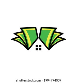 Minimalist flat logo design Combination of books and Home