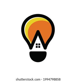 Minimalist flat logo design Combination of Lamp and Home