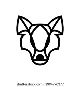 Minimalist flat logo design in the shape of Wolf line