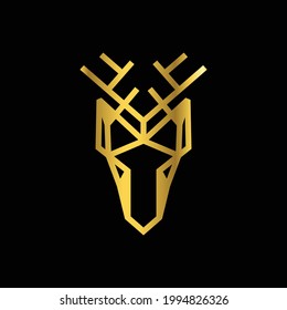 Minimalist flat logo design Vector of Deer line