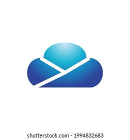 Minimalist flat logo design Vector of Cloud in color blue
