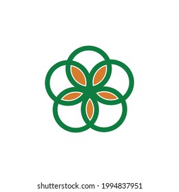 Minimalist flat logo design Vector combination of flower and circle