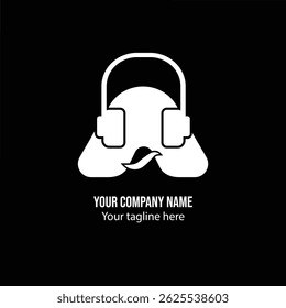 Minimalistisches flaches Logo mit Buchstabe A, kombiniert mit einem Headset-Symbol, perfekt für moderne Audio-, Podcast- oder Tech-Branding-Anforderungen